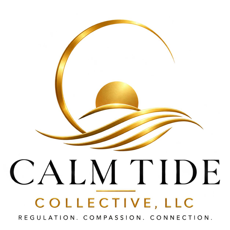 Official Calm Tide Collective, LLC logo. Regulation. Compassion. Connection.