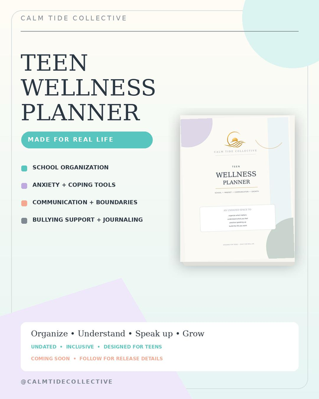 Teen Wellness Planner preview, marked coming soon.